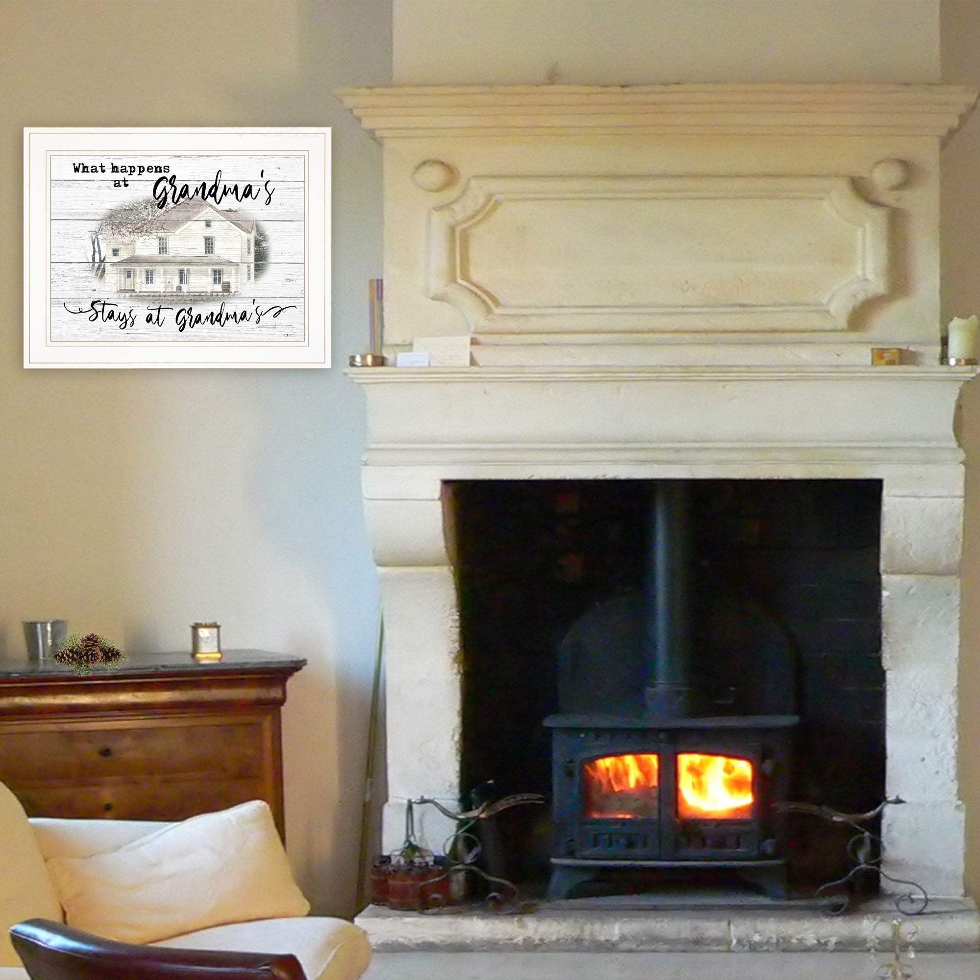 Stays At Grandmas White Framed Print Wall Art - Homeroots - Flyclothing LLC