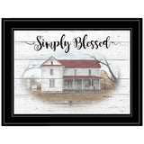 Simply Blessed Farmhouse Black Framed Print Wall Art - Homeroots