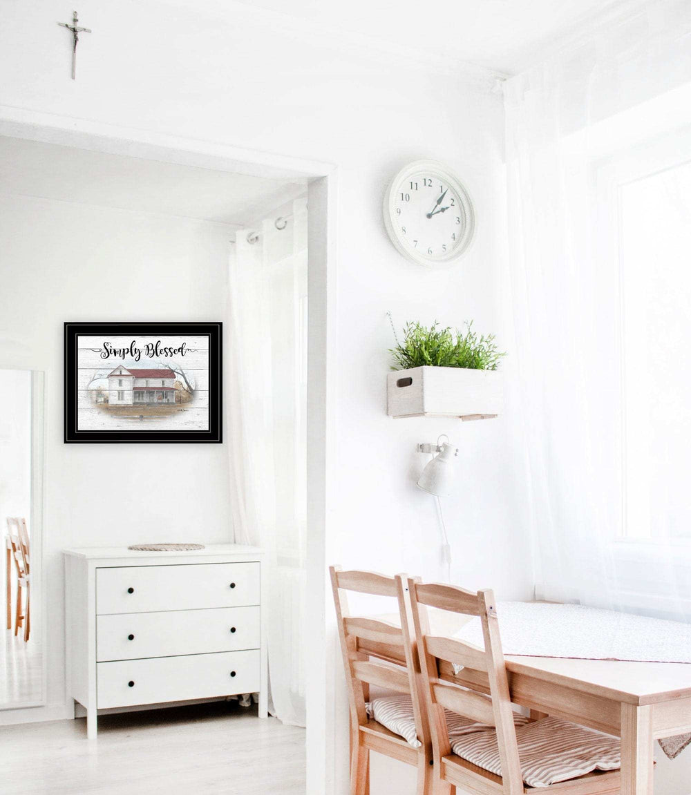 Simply Blessed Farmhouse Black Framed Print Wall Art - Homeroots - Flyclothing LLC