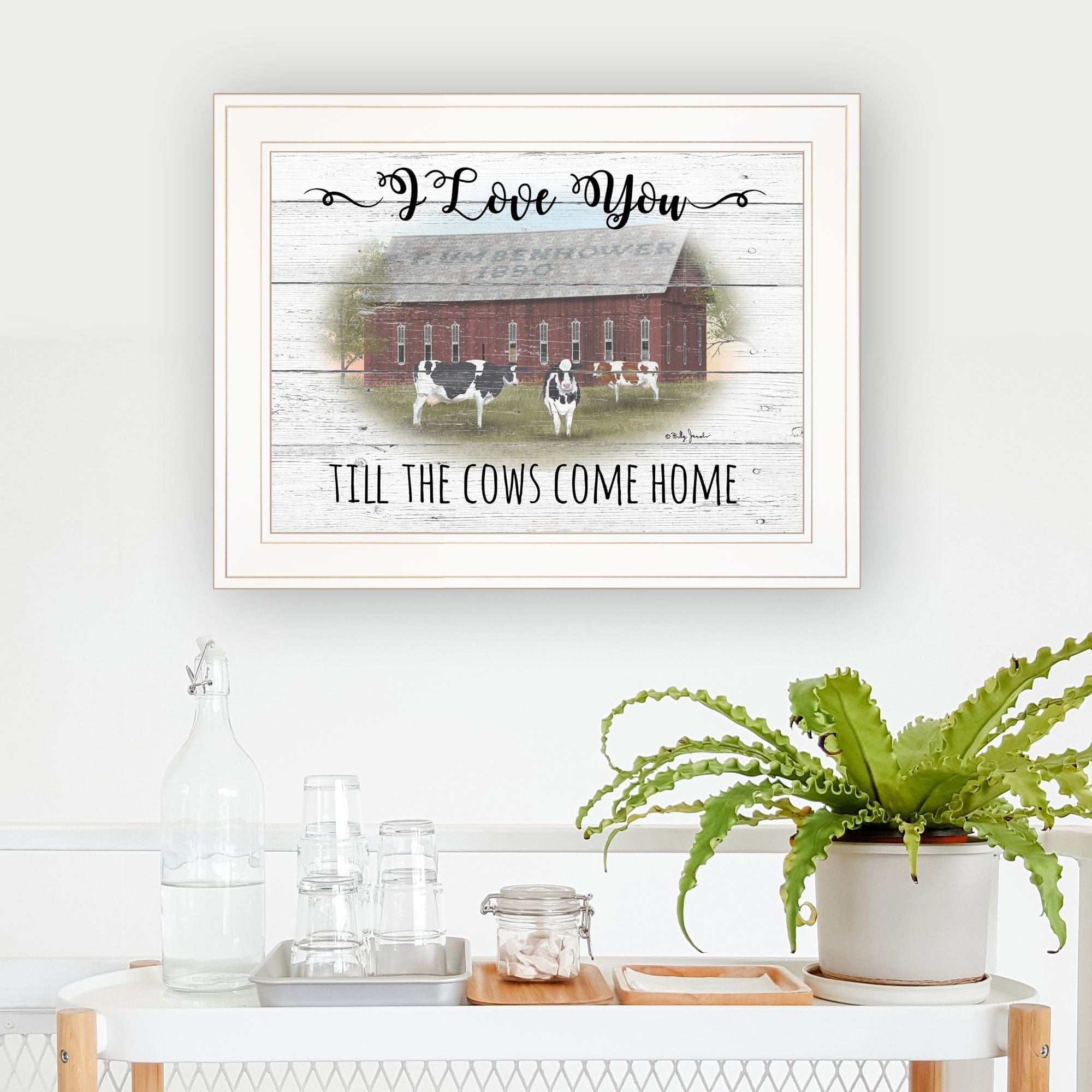 I Love You till the Cows Come Home 1 White Framed Print Wall Art - Homeroots