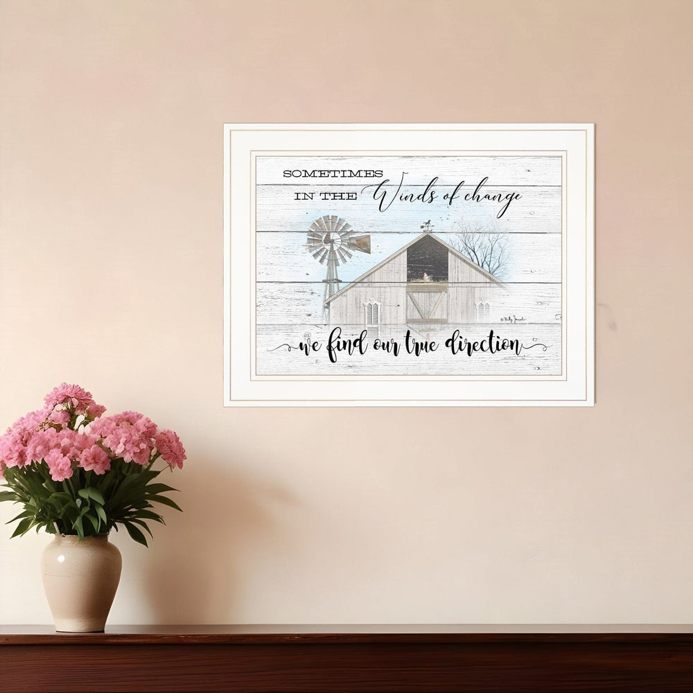Winds Of Change Windmill on the Farm White Framed Print Wall Art - Homeroots