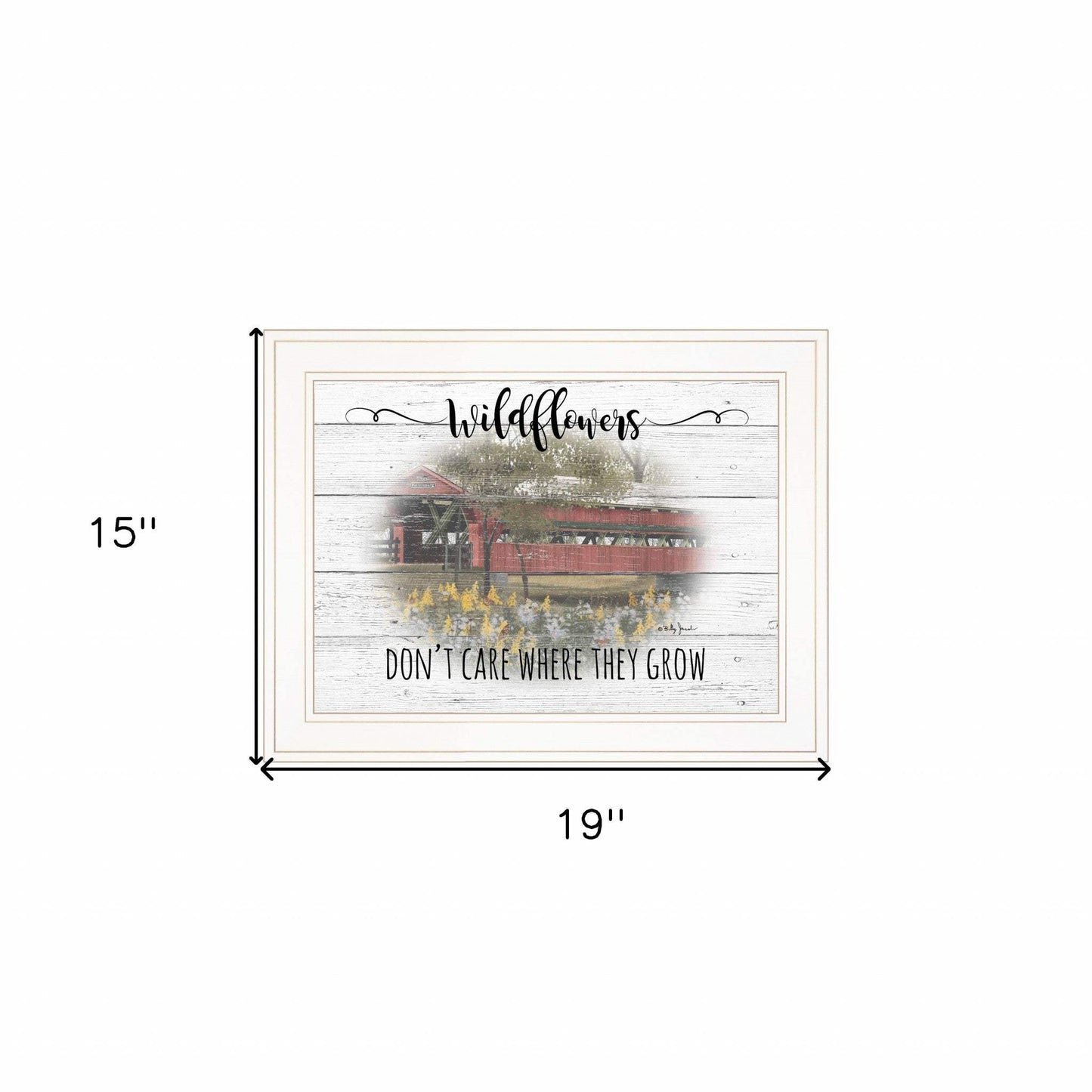 Wildflowers Covered Bridge White Framed Print Wall Art - Homeroots - Flyclothing LLC