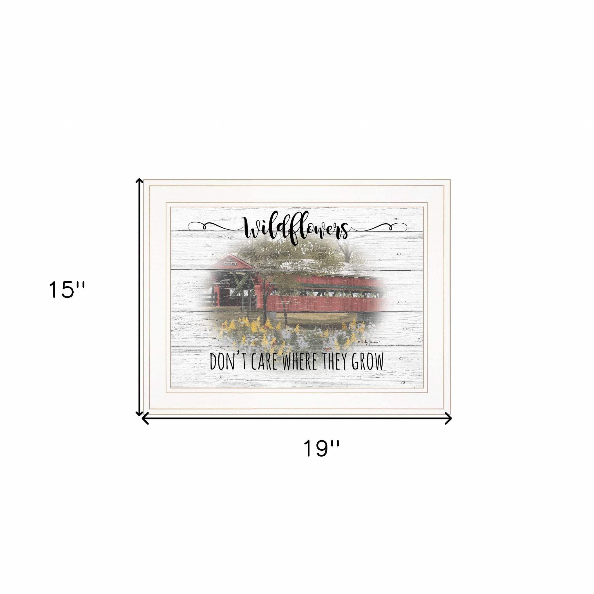 Wildflowers Covered Bridge White Framed Print Wall Art - Homeroots - Flyclothing LLC