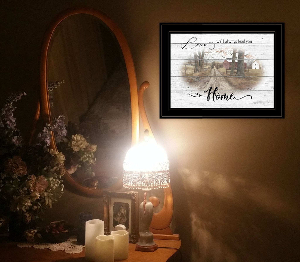 Love Will Always Lead You Home Farmhouse Black Framed Print Wall Art - Homeroots - Flyclothing LLC