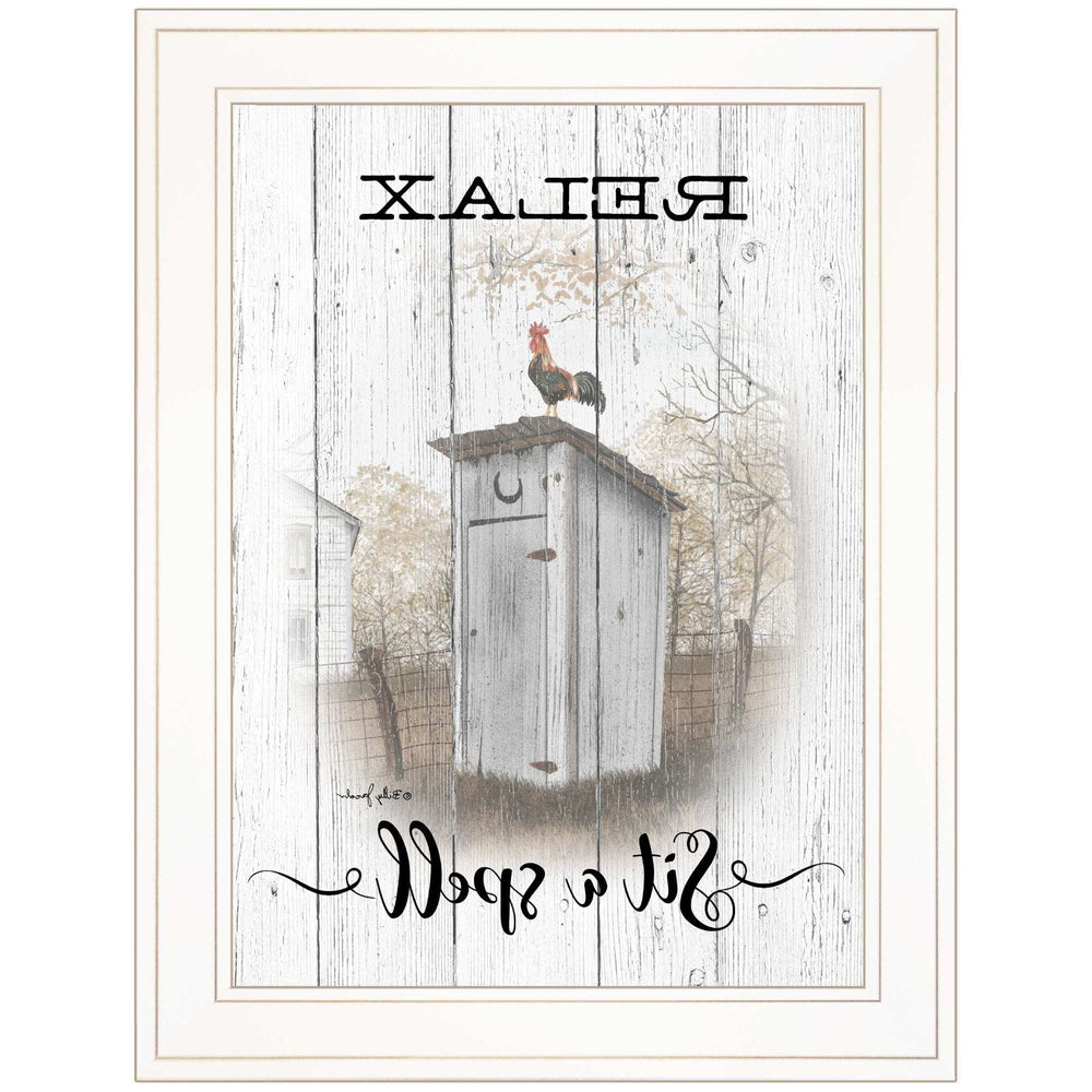Relax Sit A Spell White Framed Print Bathroom Wall Art - Homeroots - Flyclothing LLC