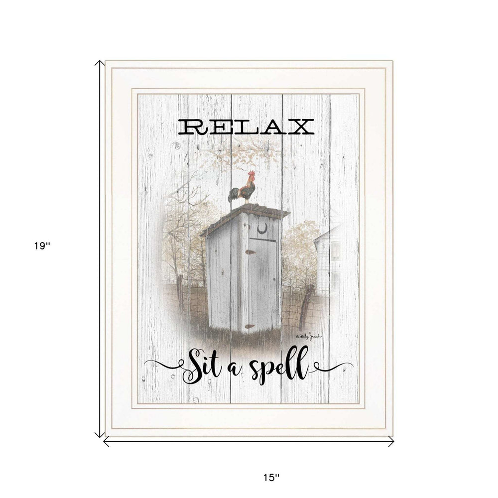 Relax Sit A Spell White Framed Print Bathroom Wall Art - Homeroots - Flyclothing LLC