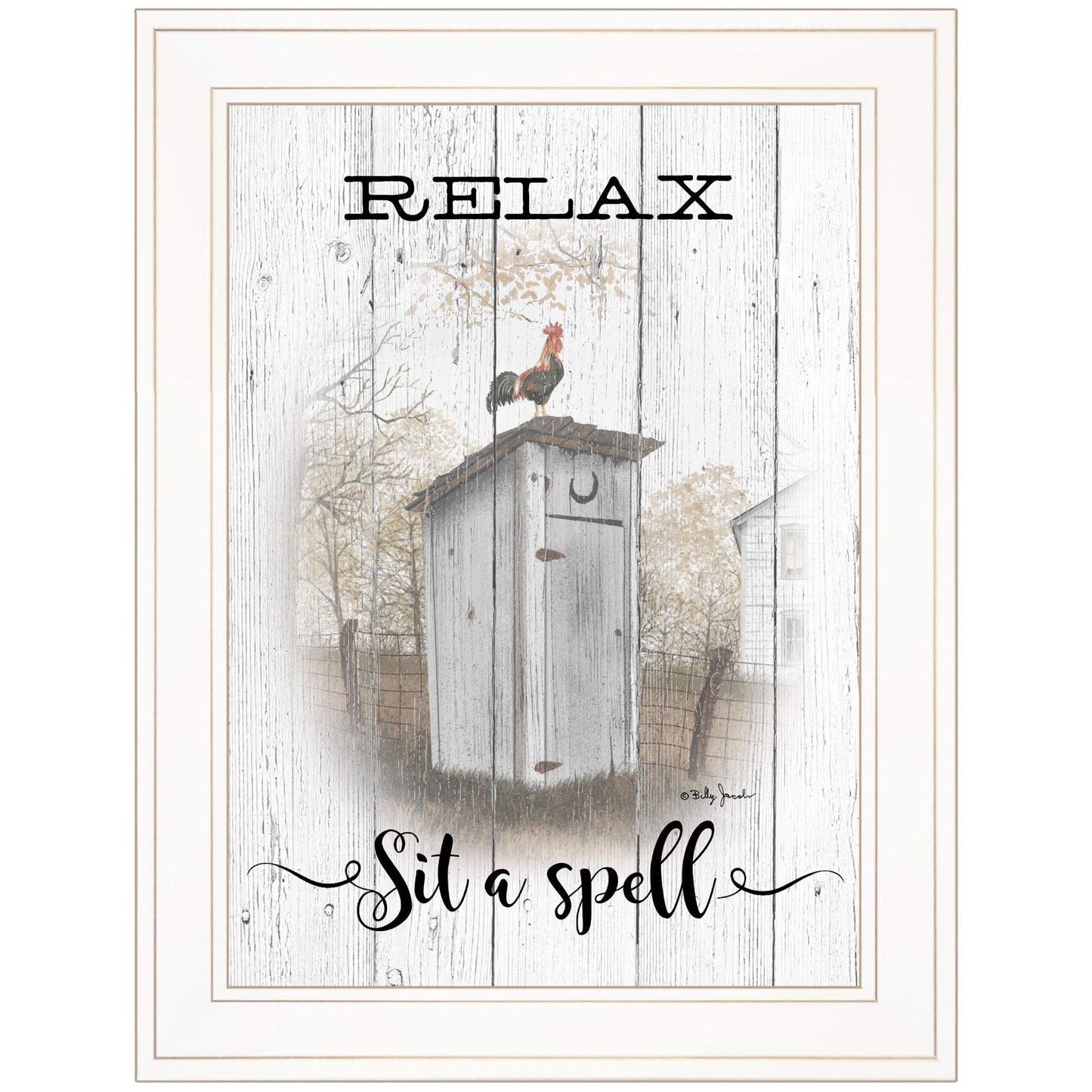 Relax Sit A Spell White Framed Print Bathroom Wall Art - Homeroots - Flyclothing LLC