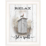 Relax Sit A Spell White Framed Print Bathroom Wall Art - Homeroots - Flyclothing LLC