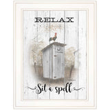 Relax Sit A Spell White Framed Print Bathroom Wall Art - Homeroots - Flyclothing LLC