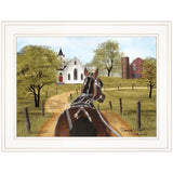 Amish on Sunday Drive 1 White Framed Print Wall Art - Homeroots