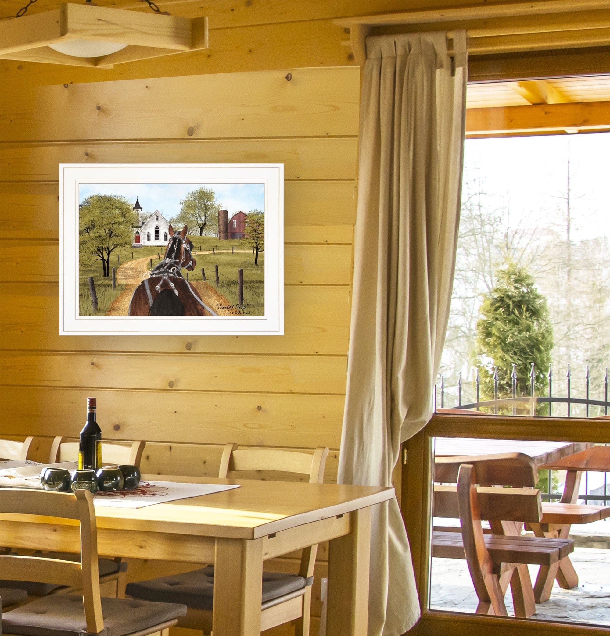 Amish on Sunday Drive 1 White Framed Print Wall Art - Homeroots