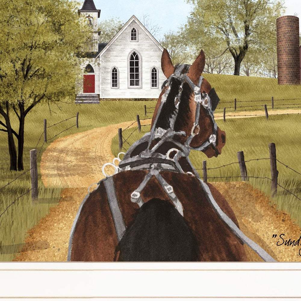 Amish on Sunday Drive 1 White Framed Print Wall Art - Homeroots - Flyclothing LLC