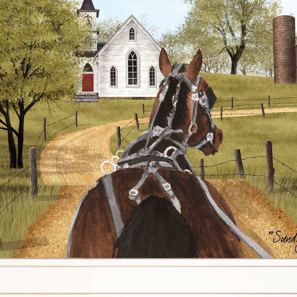 Amish on Sunday Drive 1 White Framed Print Wall Art - Homeroots - Flyclothing LLC