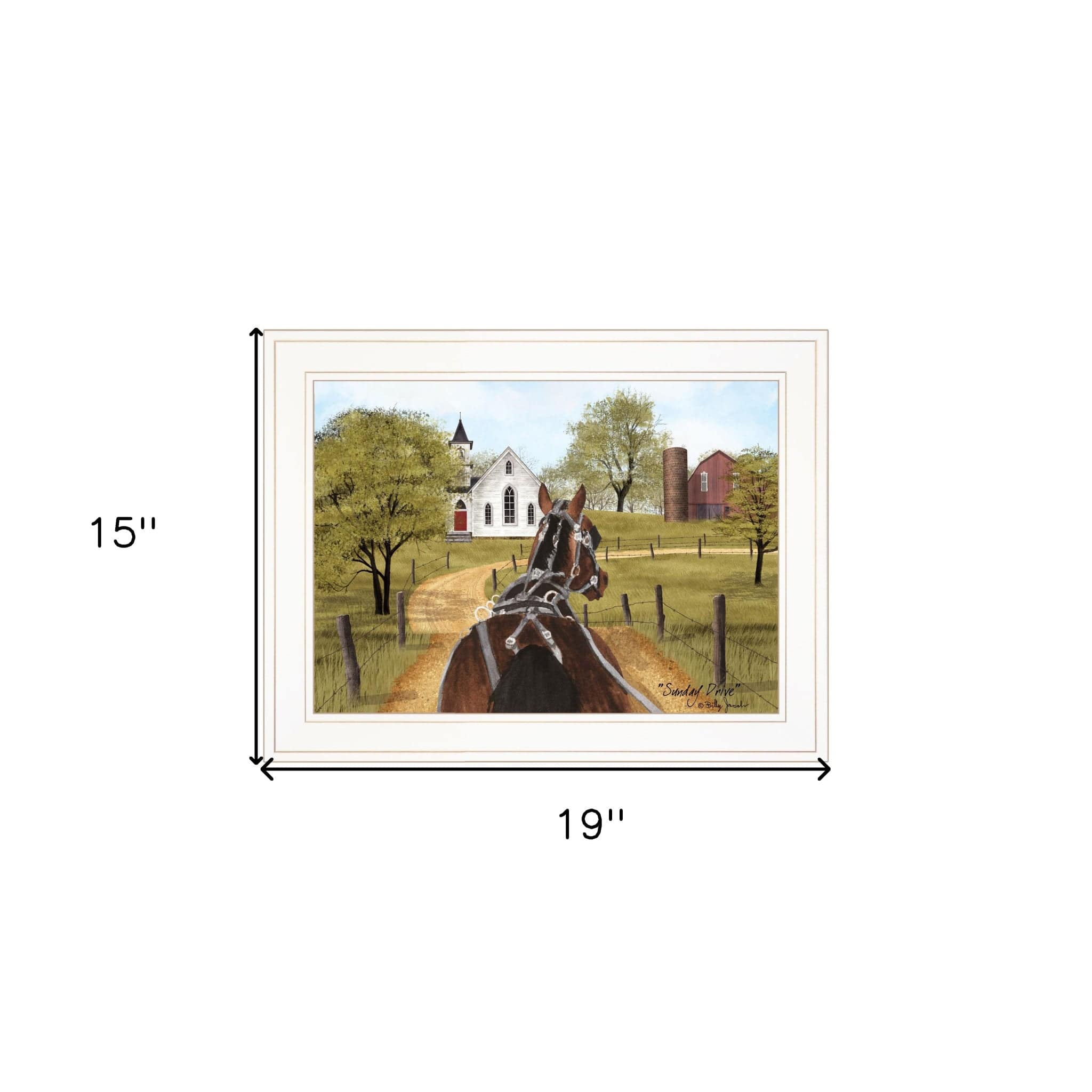 Amish on Sunday Drive 1 White Framed Print Wall Art - Homeroots