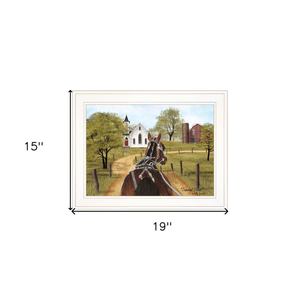 Amish on Sunday Drive 1 White Framed Print Wall Art - Homeroots - Flyclothing LLC