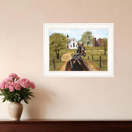 Amish on Sunday Drive 1 White Framed Print Wall Art - Homeroots
