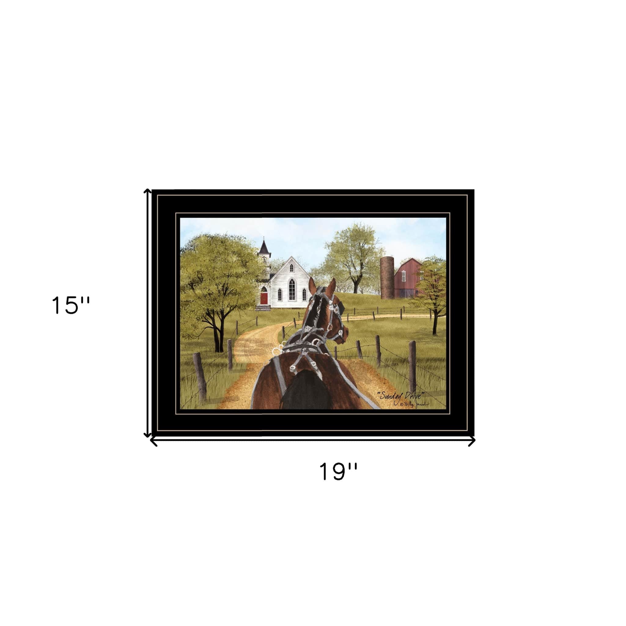 Amish on Sunday Drive 2 Black Framed Print Wall Art - Homeroots