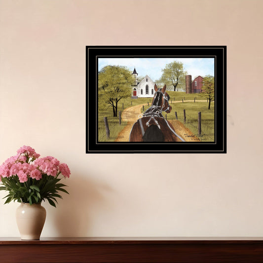 Amish on Sunday Drive 2 Black Framed Print Wall Art - Homeroots
