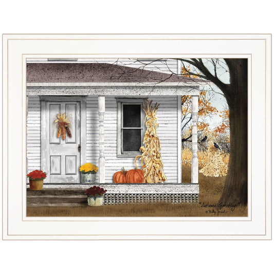 Autumn Greetings 1 White Framed Print Wall Art - Homeroots