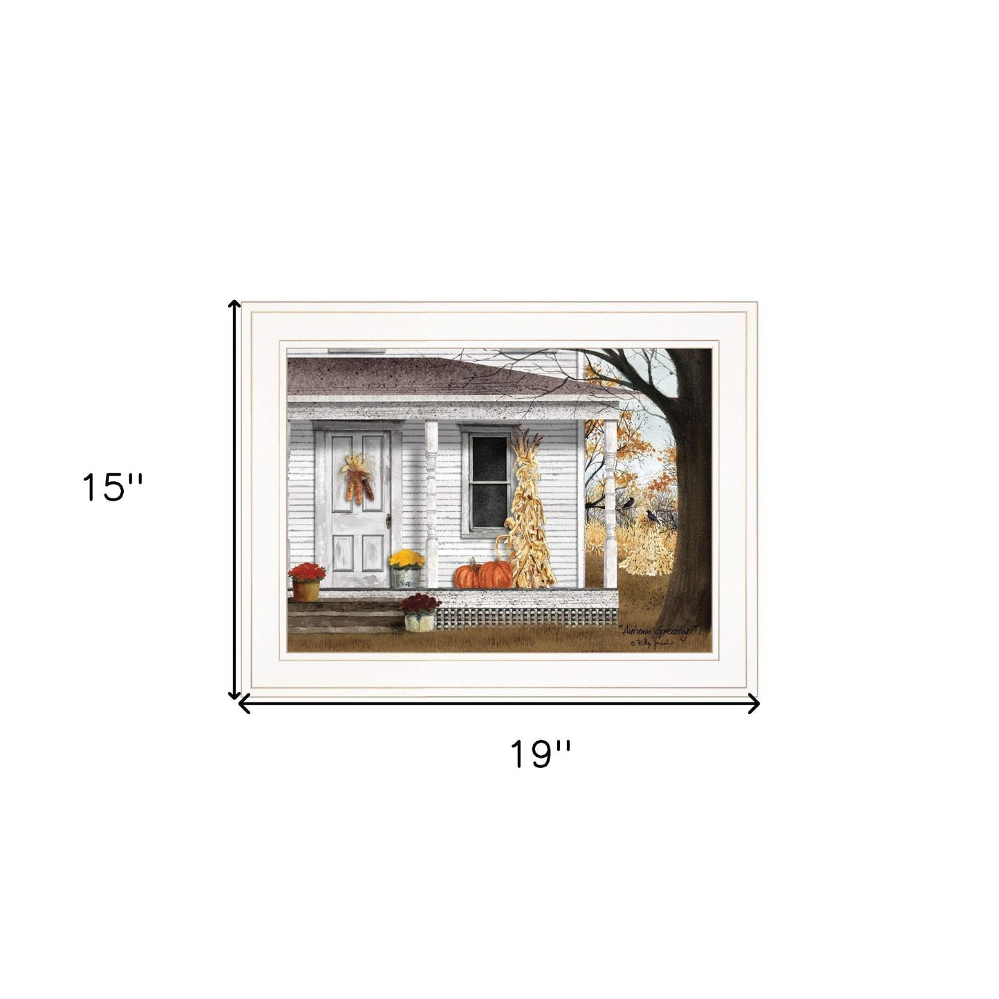 Autumn Greetings 1 White Framed Print Wall Art - Homeroots - Flyclothing LLC