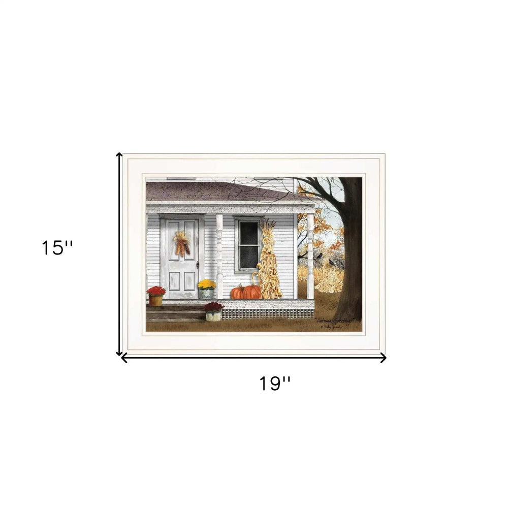 Autumn Greetings 1 White Framed Print Wall Art - Homeroots - Flyclothing LLC