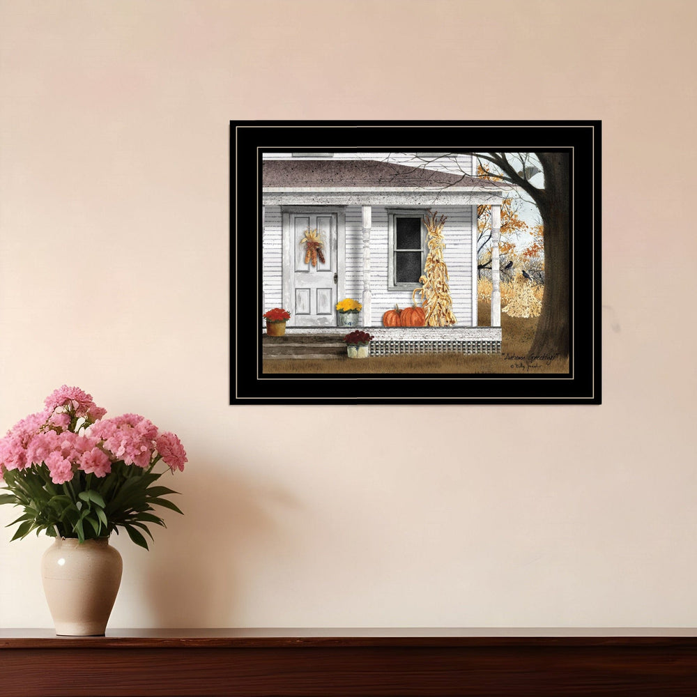 Autumn Greetings 2 Black Framed Print Wall Art - Homeroots