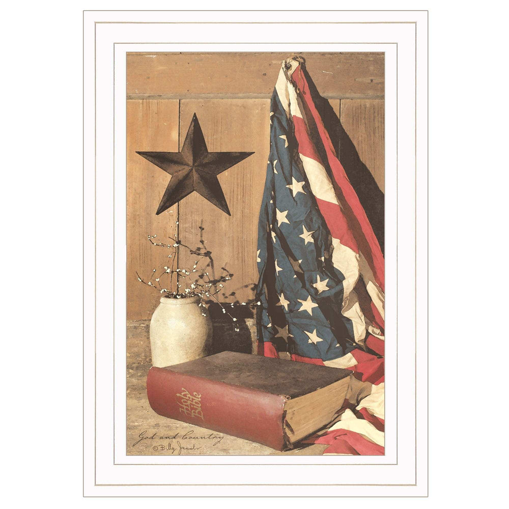 God and Country 1 White Framed Print Wall Art - Homeroots - Flyclothing LLC