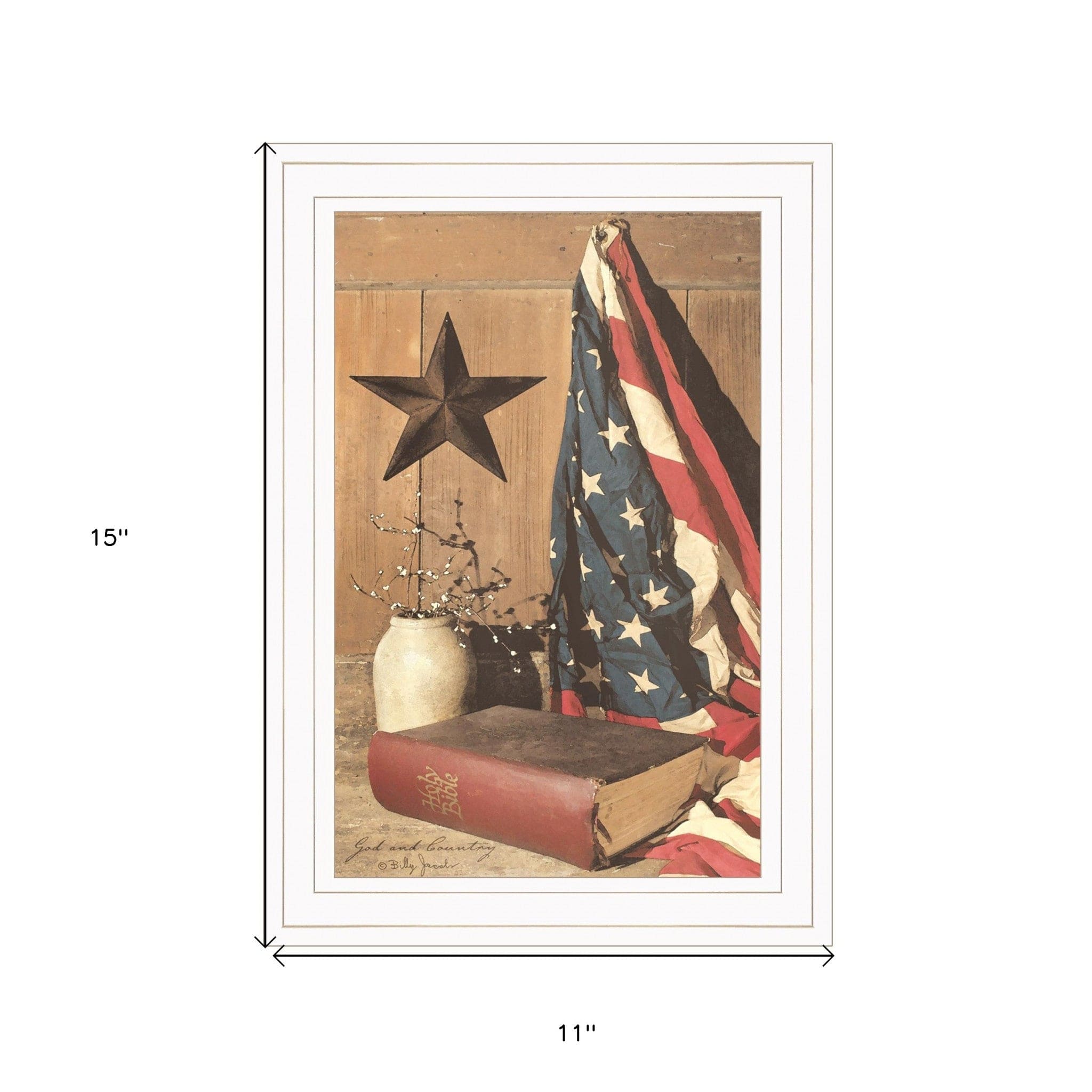 God and Country 1 White Framed Print Wall Art - Homeroots