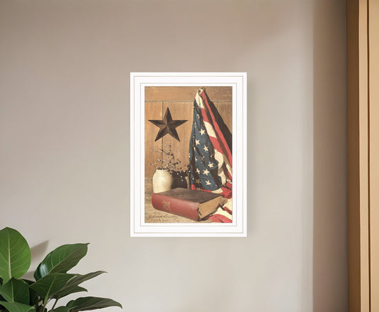 God and Country 1 White Framed Print Wall Art - Homeroots