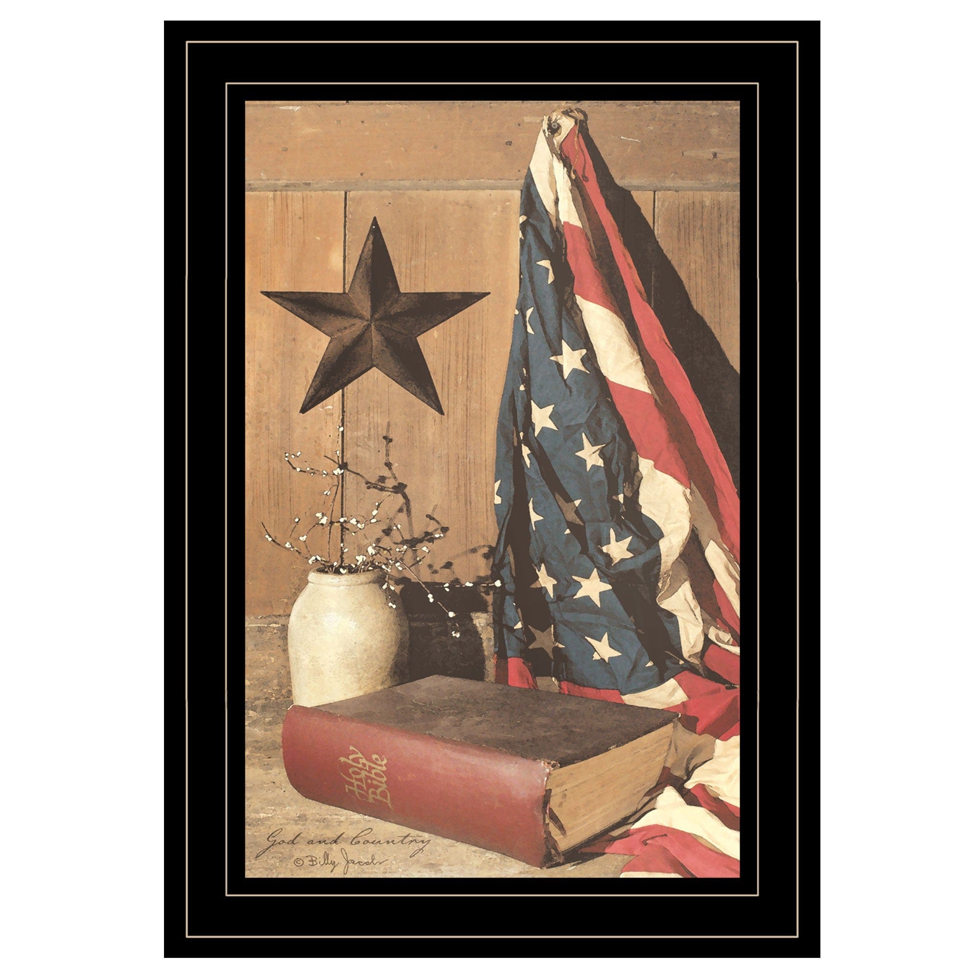 God and Country 3 Black Framed Print Wall Art - Homeroots