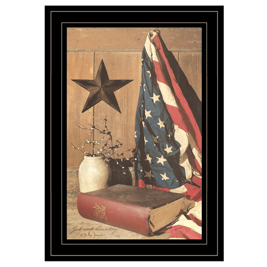 God and Country 3 Black Framed Print Wall Art - Homeroots