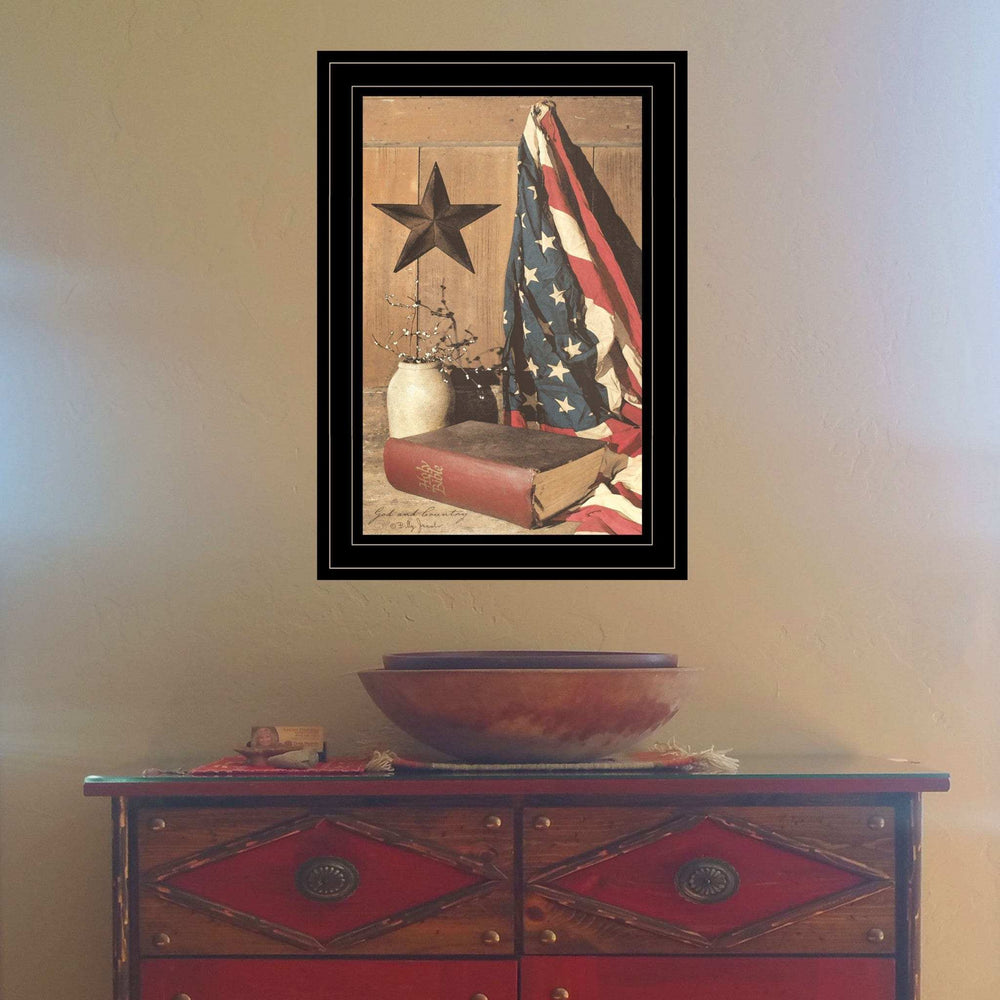 God and Country 3 Black Framed Print Wall Art - Homeroots - Flyclothing LLC
