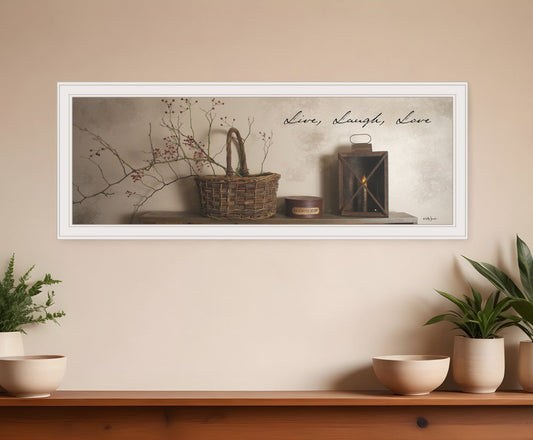 Live Laugh and Love 3 White Framed Print Wall Art - Homeroots