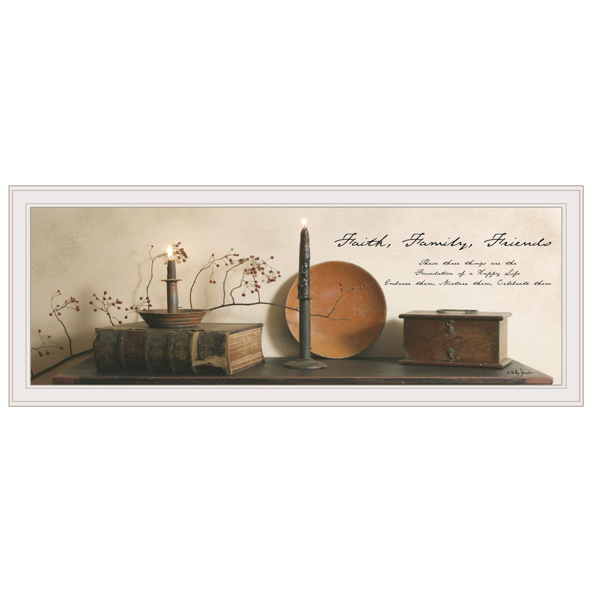 Faith Family Friends 1 White Framed Print Wall Art - Homeroots - Flyclothing LLC