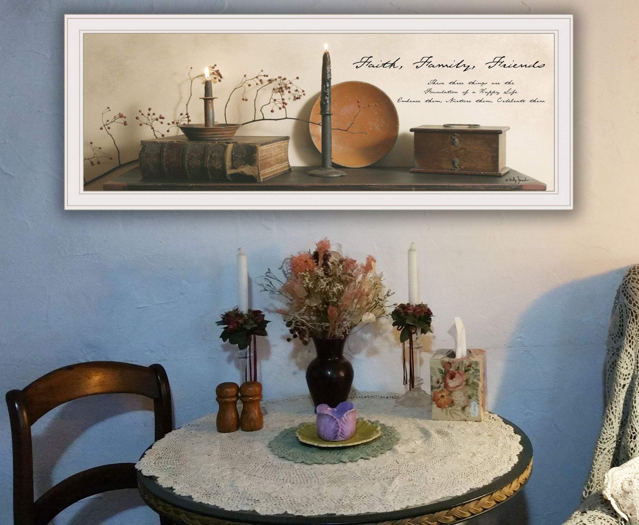 Faith Family Friends 1 White Framed Print Wall Art - Homeroots - Flyclothing LLC