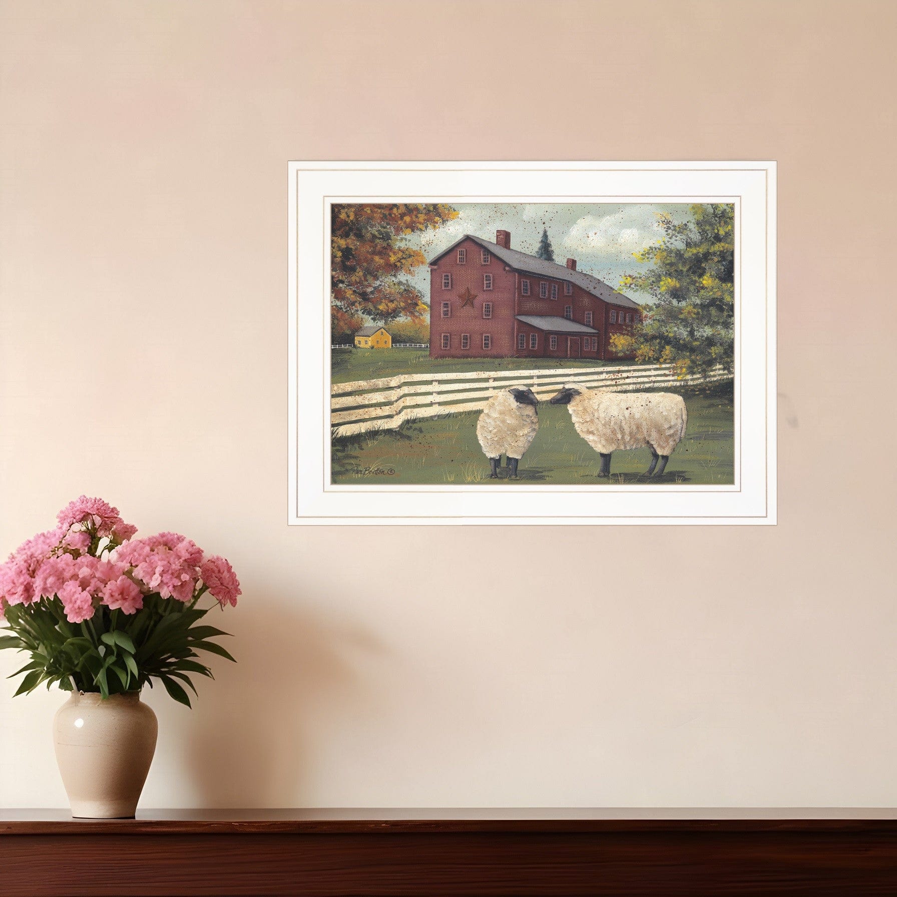 Hancock Sheep 2 White Framed Print Wall Art - Homeroots