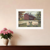 Hancock Sheep 2 White Framed Print Wall Art - Homeroots