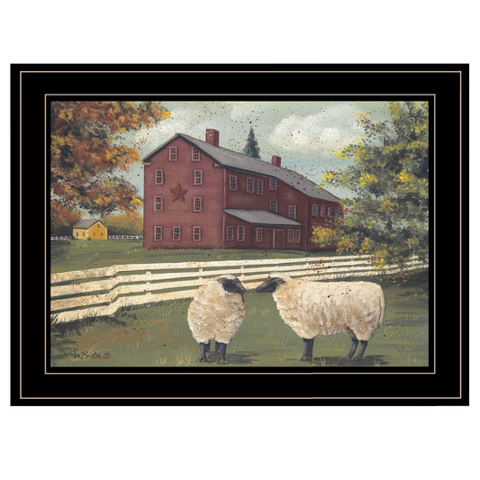 Hancock Sheep 3 Black Framed Print Wall Art - Homeroots