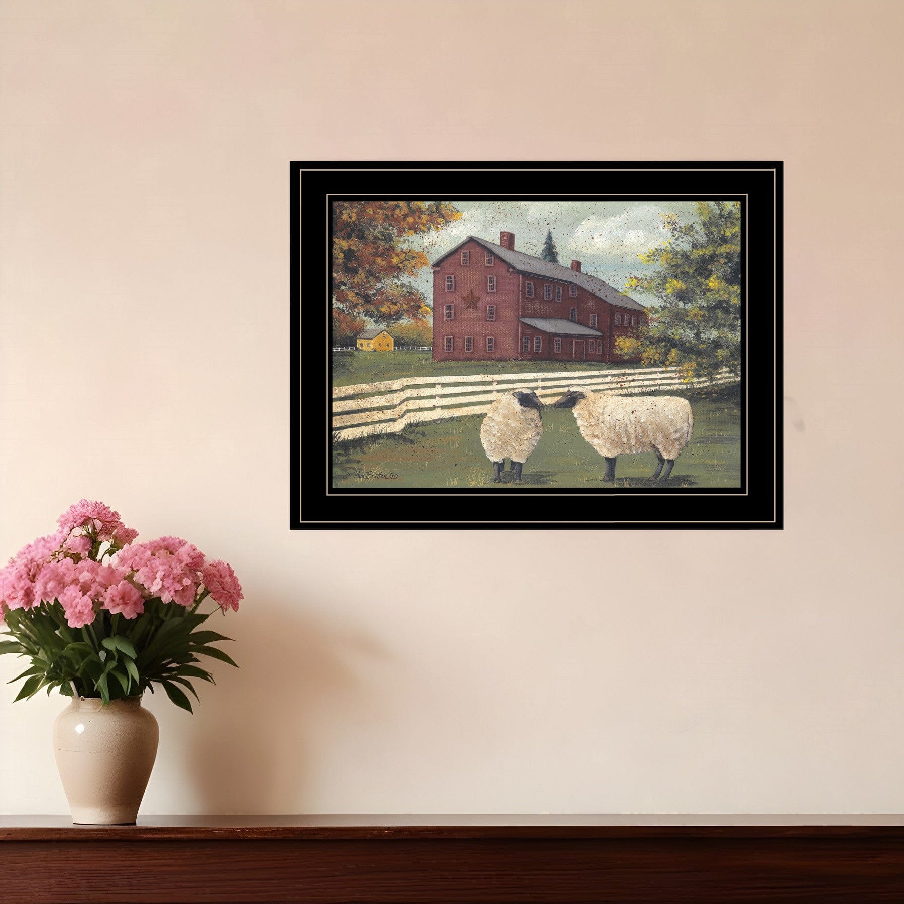 Hancock Sheep 3 Black Framed Print Wall Art - Homeroots