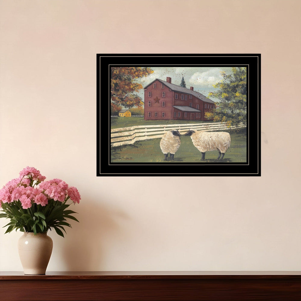Hancock Sheep 3 Black Framed Print Wall Art - Homeroots