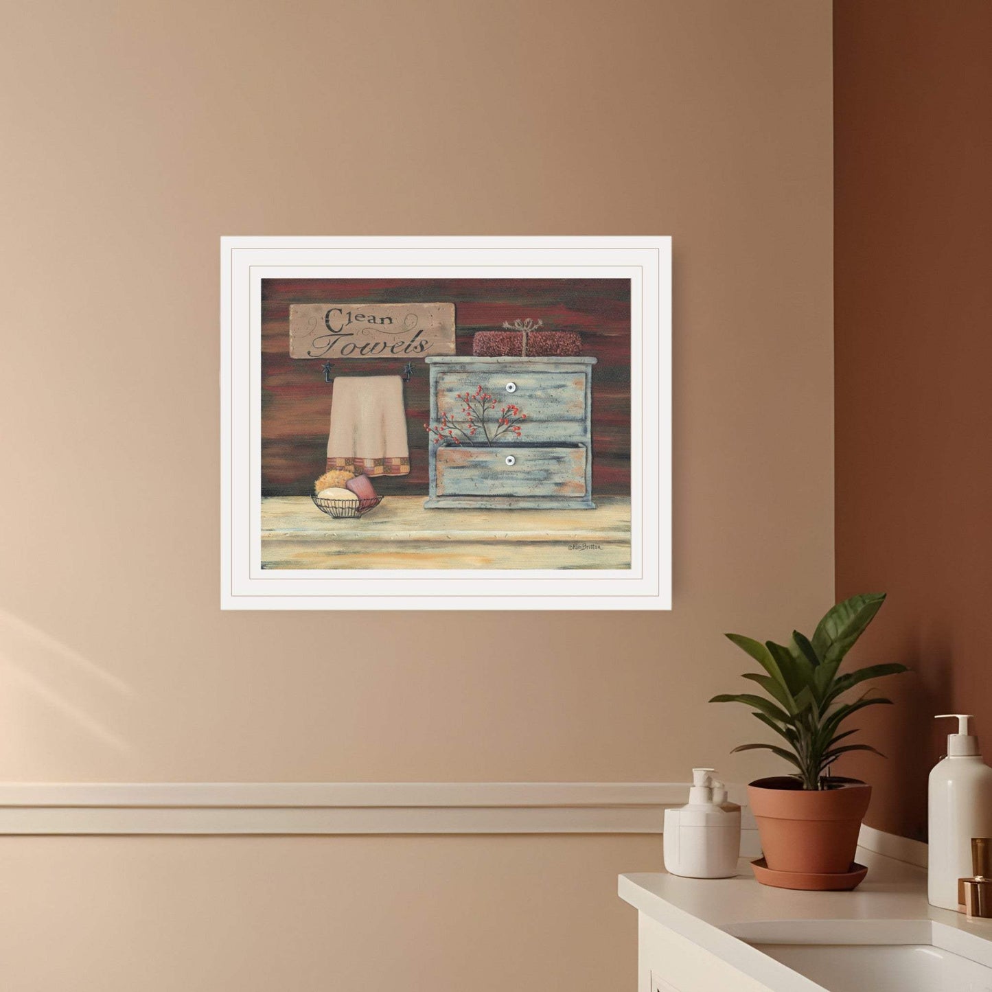 Clean Towels 2 White Framed Print Bathroom Wall Art - Homeroots - Flyclothing LLC