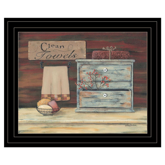 Clean Towels 3 Black Framed Print Bathroom Wall Art - Homeroots - Flyclothing LLC