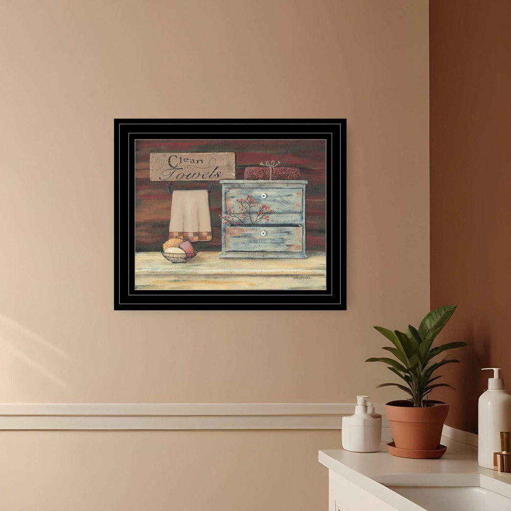 Clean Towels 3 Black Framed Print Bathroom Wall Art - Homeroots - Flyclothing LLC