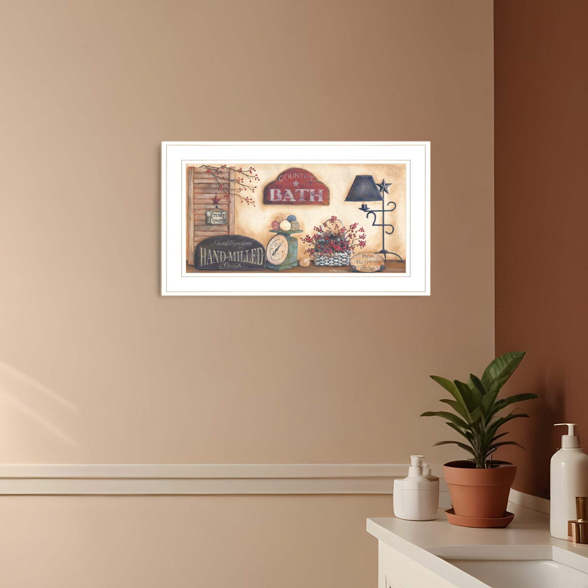 Country Bath 8 White Framed Print Bathroom Wall Art - Homeroots - Flyclothing LLC