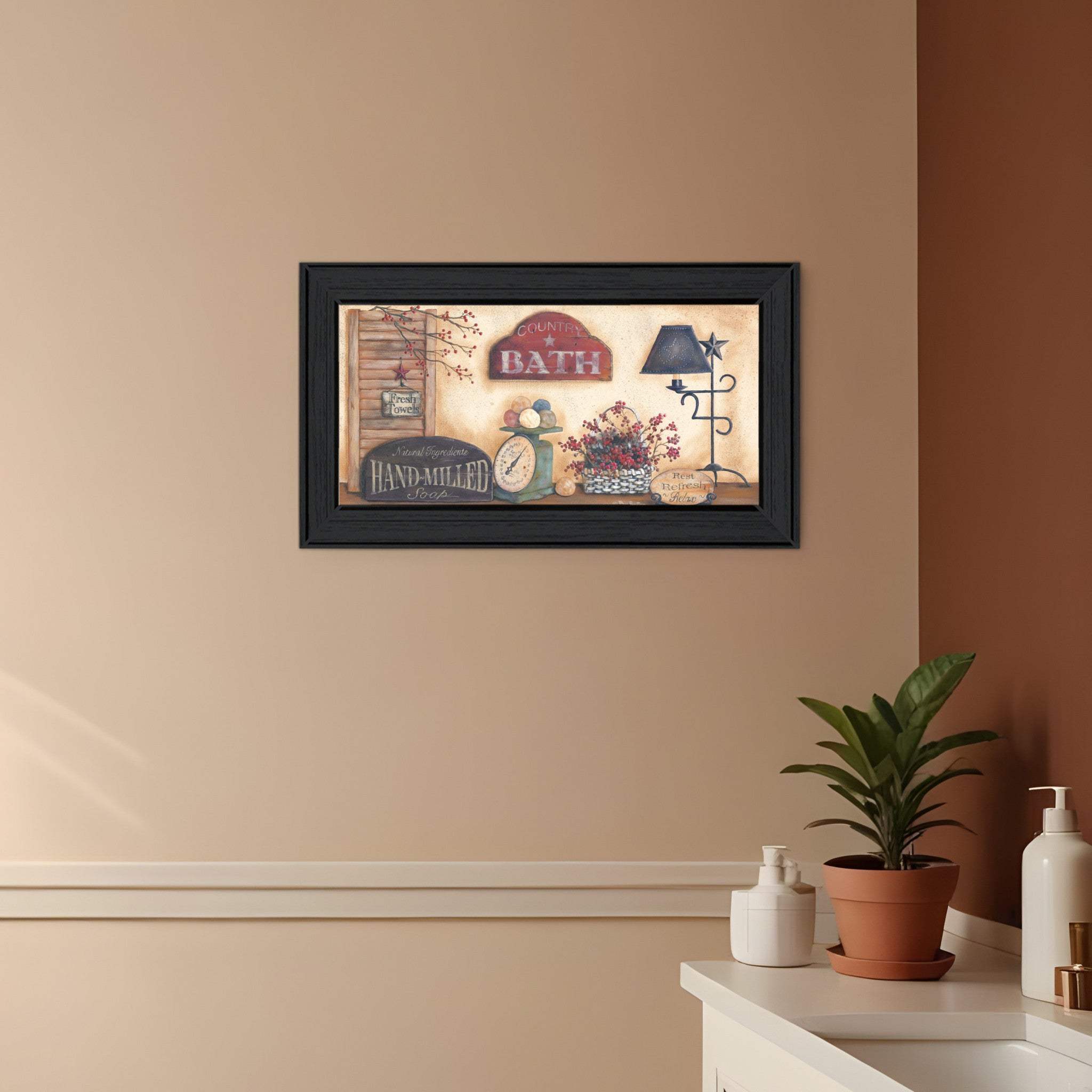 Country Bath 9 Black Framed Print Bathroom Wall Art - Homeroots - Flyclothing LLC