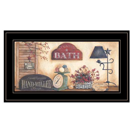 Country Bath Collection Black Framed Print Bathroom Wall Art - Homeroots