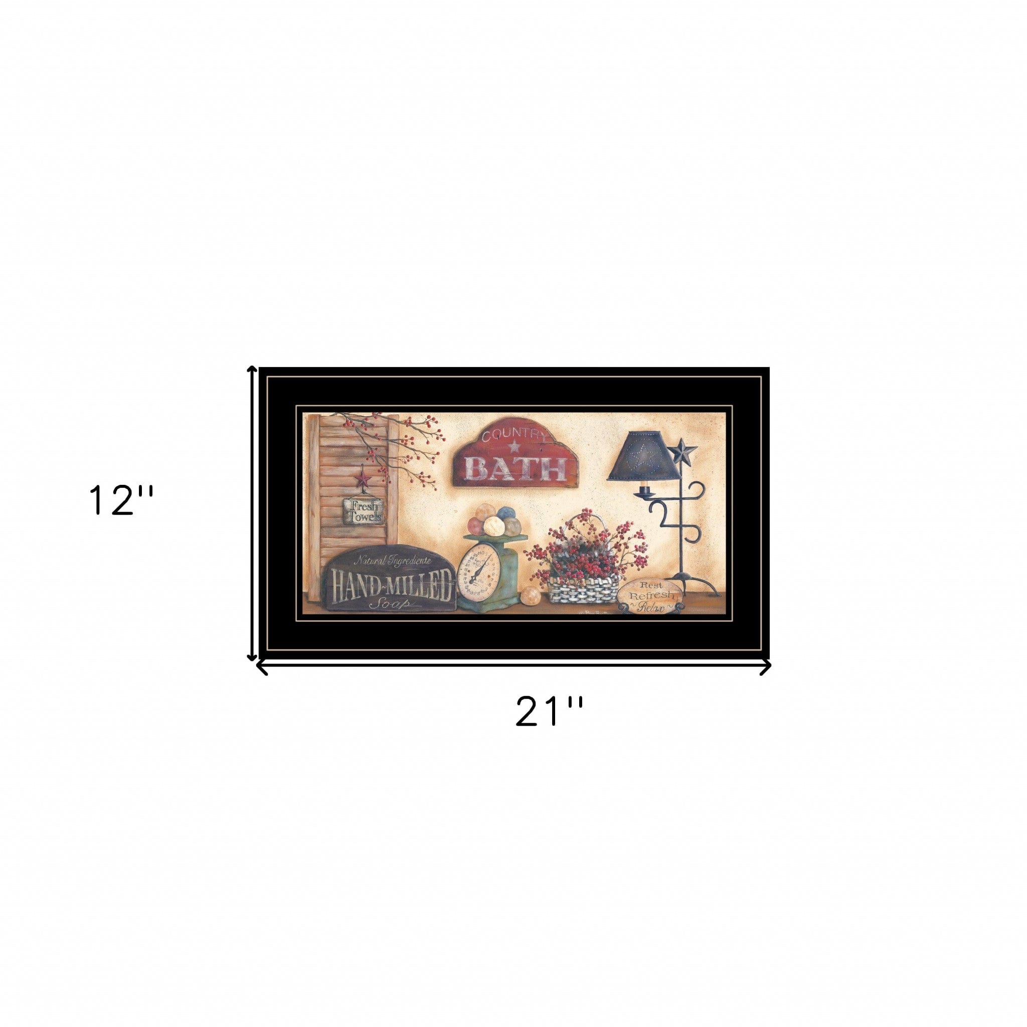 Country Bath Collection Black Framed Print Bathroom Wall Art - Homeroots