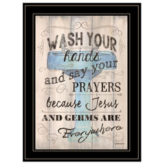 Wash Your Hands 4 Black Framed Print Bathroom Wall Art
