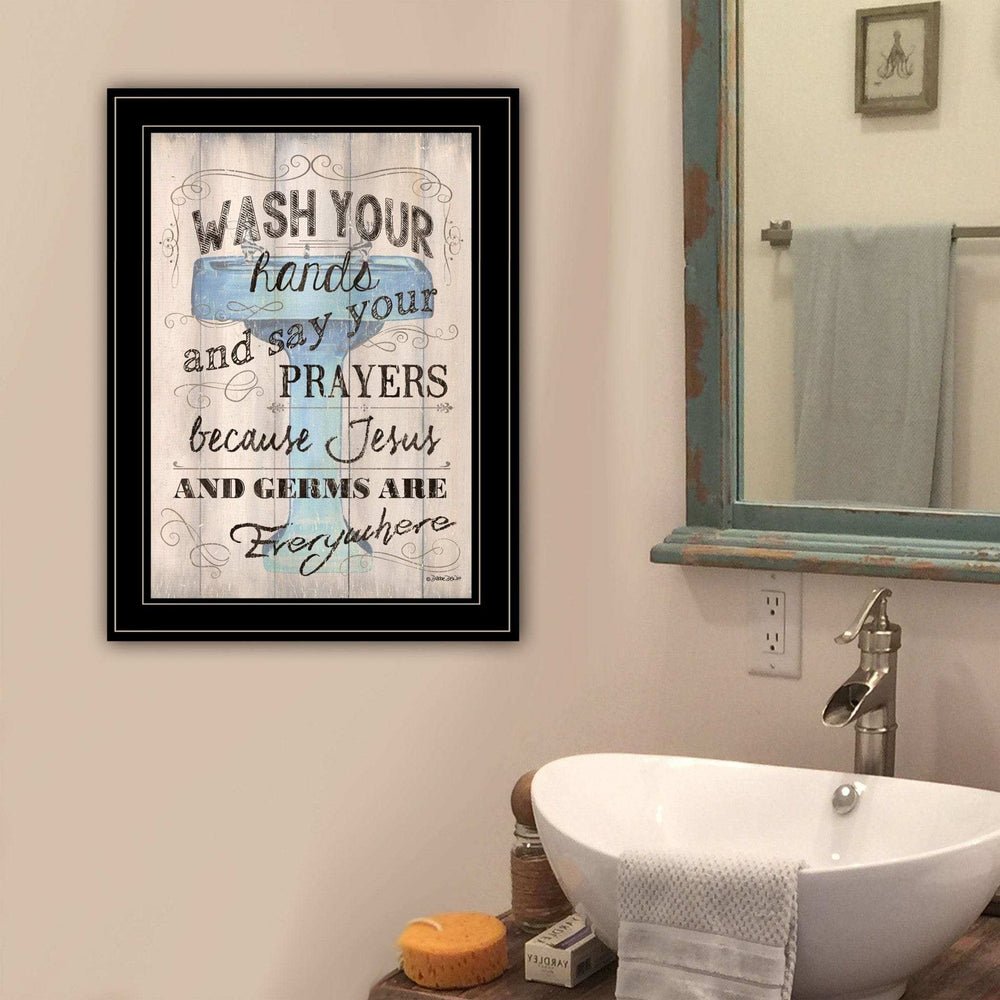 Wash Your Hands 4 Black Framed Print Bathroom Wall Art - Homeroots - Flyclothing LLC