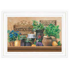 Antiques and Herbs 1 White Framed Print Kitchen Wall Art - Homeroots